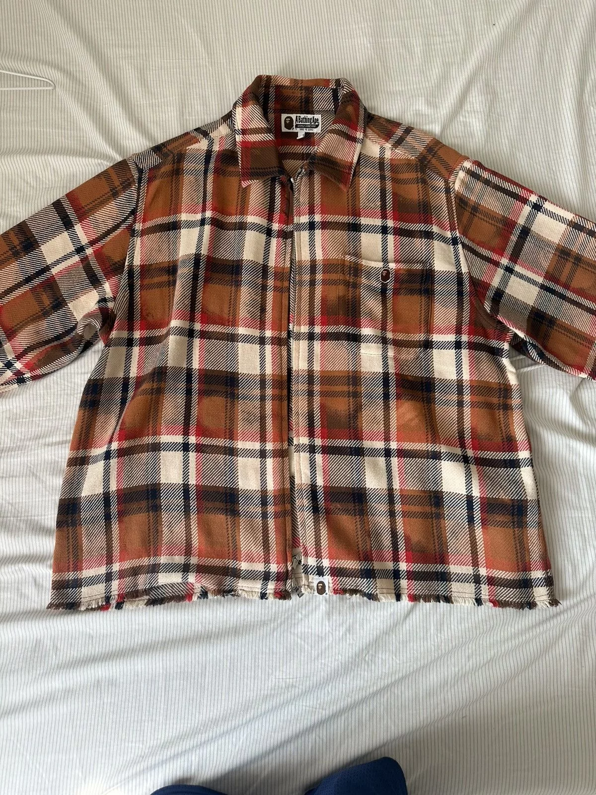 Bape Light Jackets Bape Plaid Sweatshirt Sz M Orange