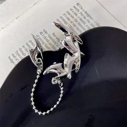 Other Earrings Other Punk Darts Shape Chain Tassel Clip Stud Earrings Silver Streetwear
