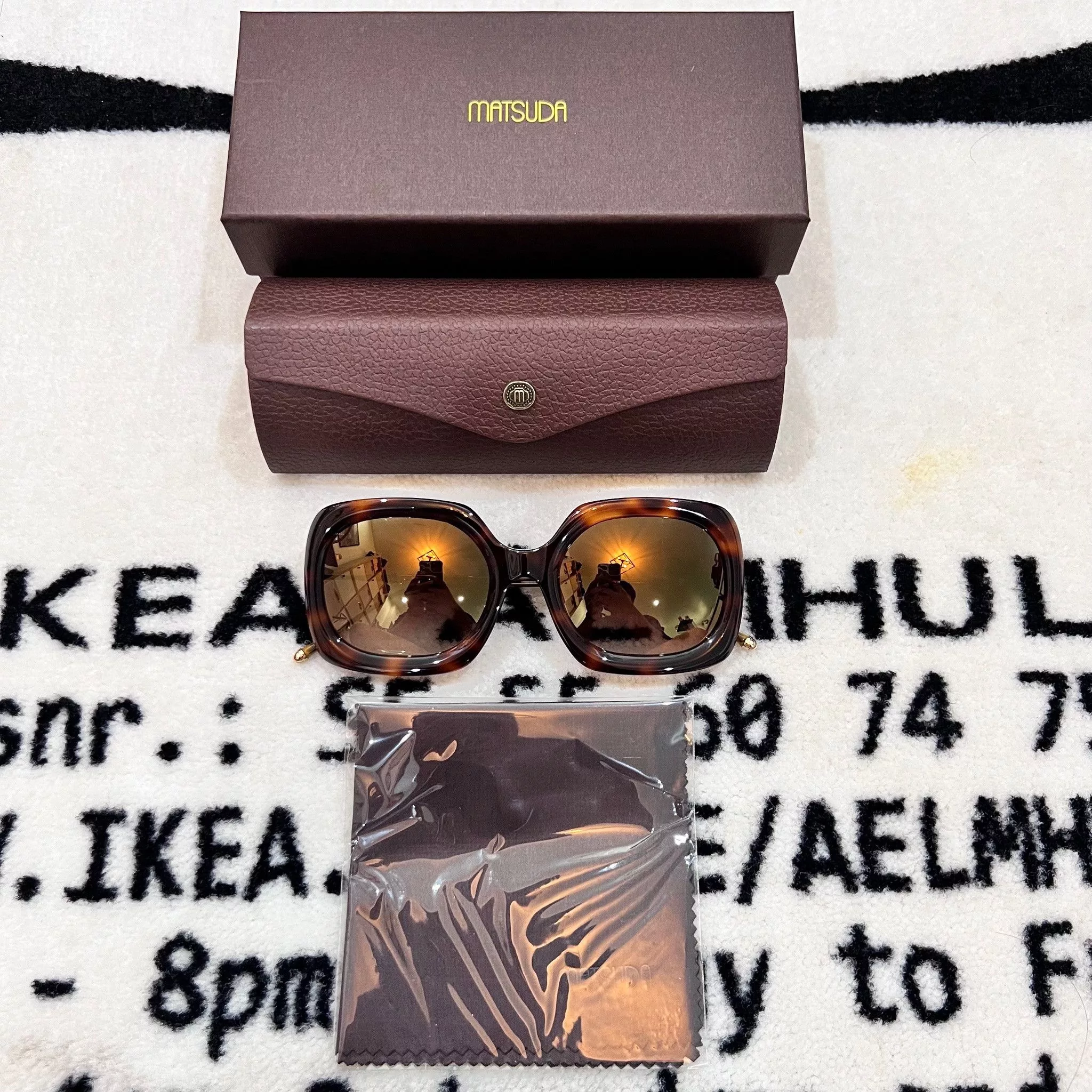 Matsuda Sunglasses Matsuda M2035 5-Barrel Riveted Hinge Sunglasses BROWN GOLD
