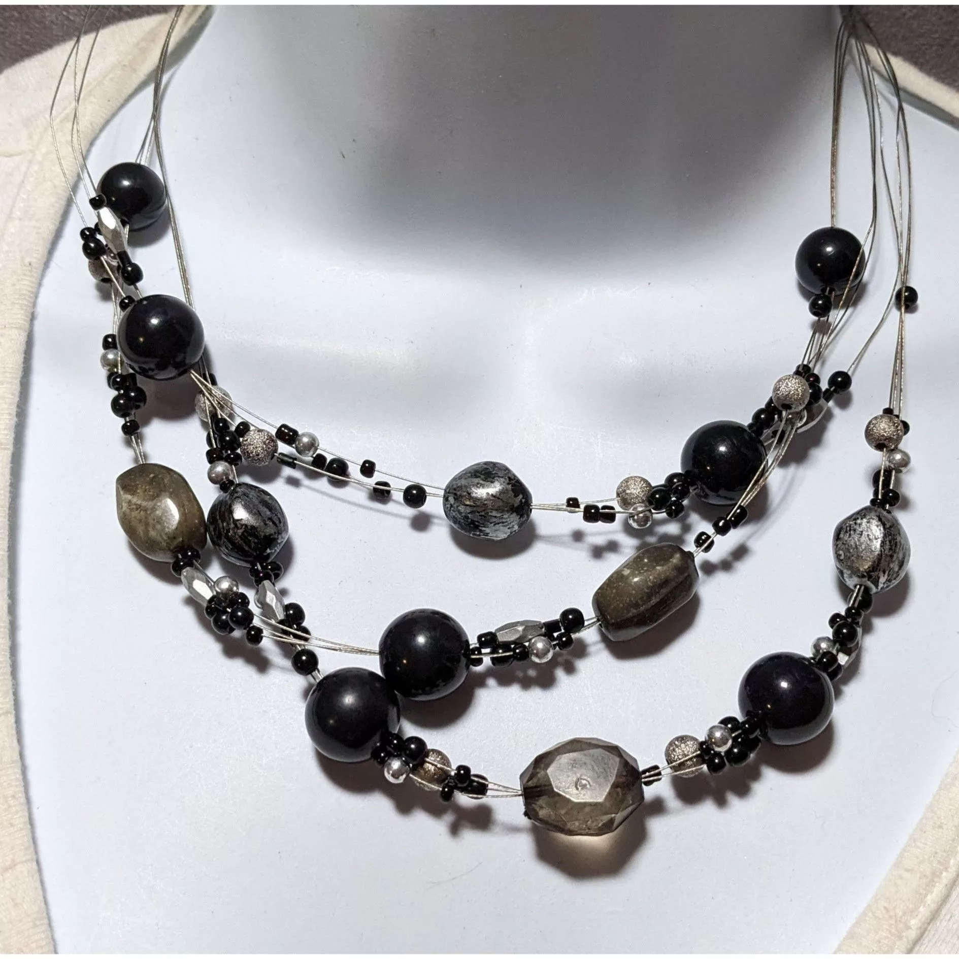 Other Necklaces Other Gothic Beaded Floating Necklace Black