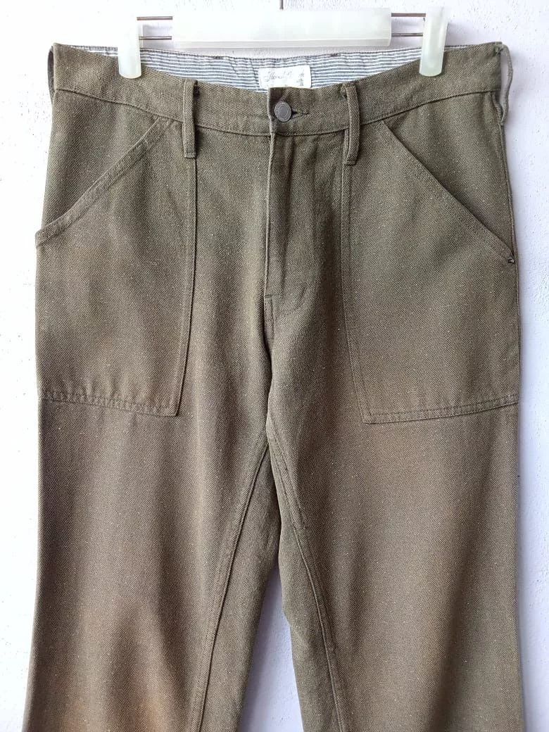 Global Work Cropped Pants Global Work Herringbone Army Style Pants Brown