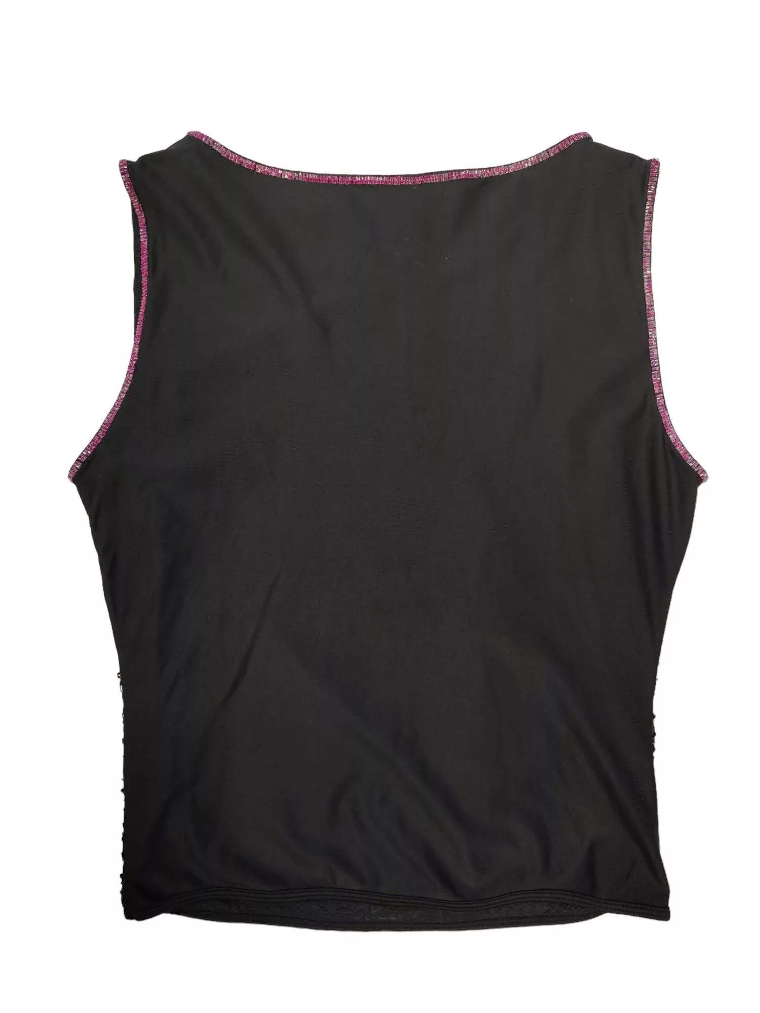 Escada Tank Tops Escada Black Top With Violet Sequenced Front