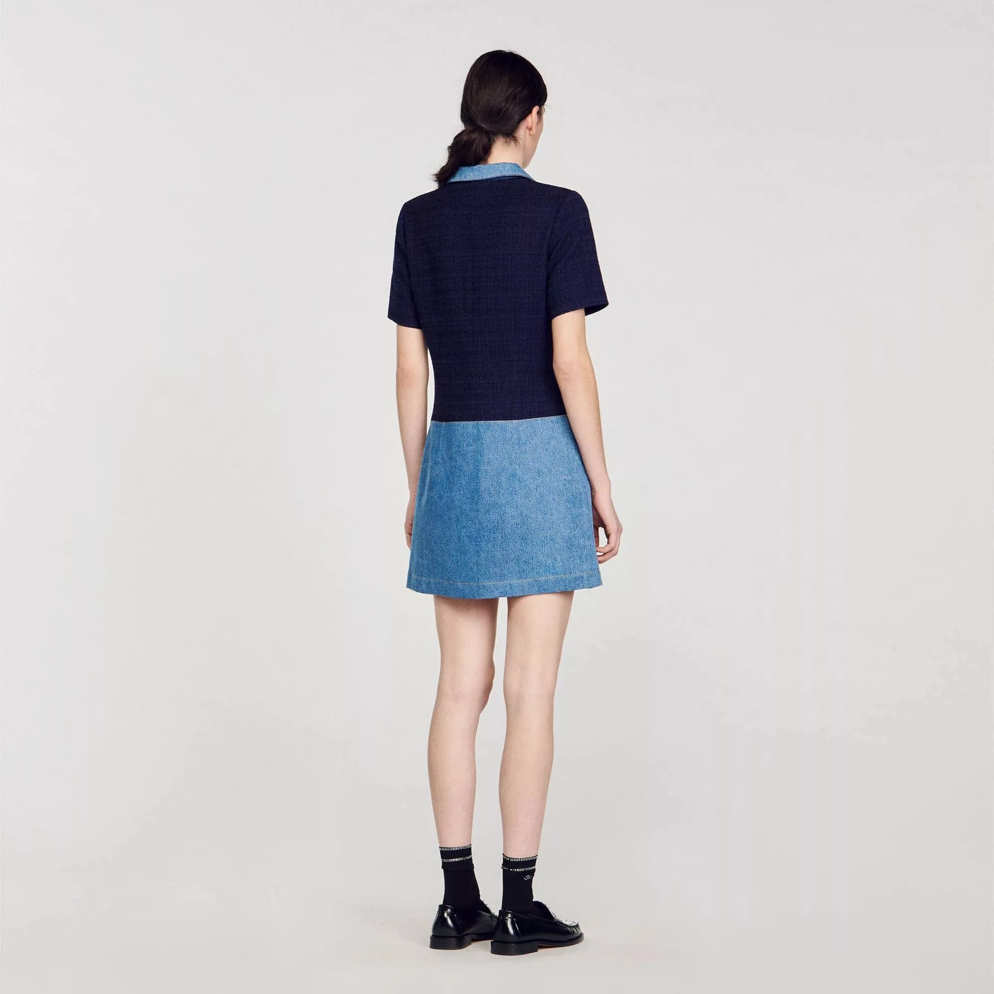 Sandro Midi Dresses Sandro Denim Tweed Dress Blue