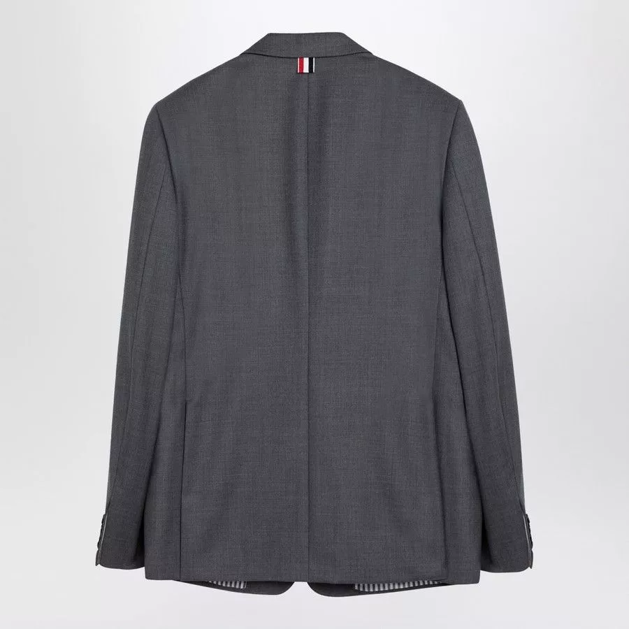 Thom Browne Light Jackets Thom Browne o1d2blof0724 Single-breasted Wool Jacket in Grey Gray