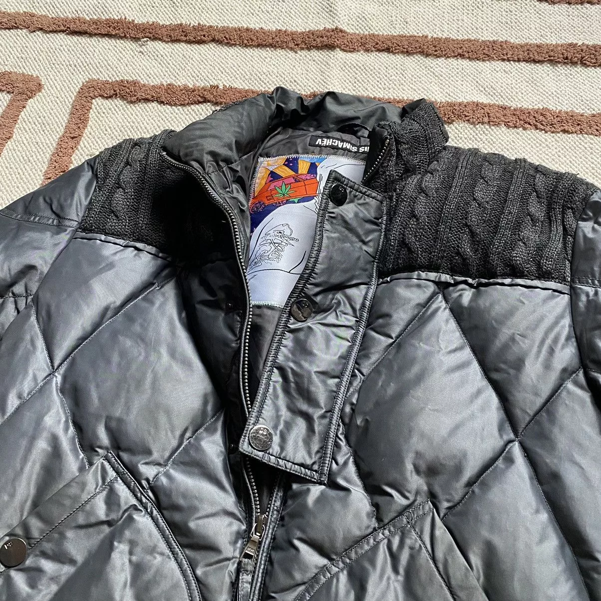 Denis Simachev Bombers Denis Simachev × Designer DENIS SIMACHEV DESIGNER NYLON DOWN PUFFER JACKET Gray