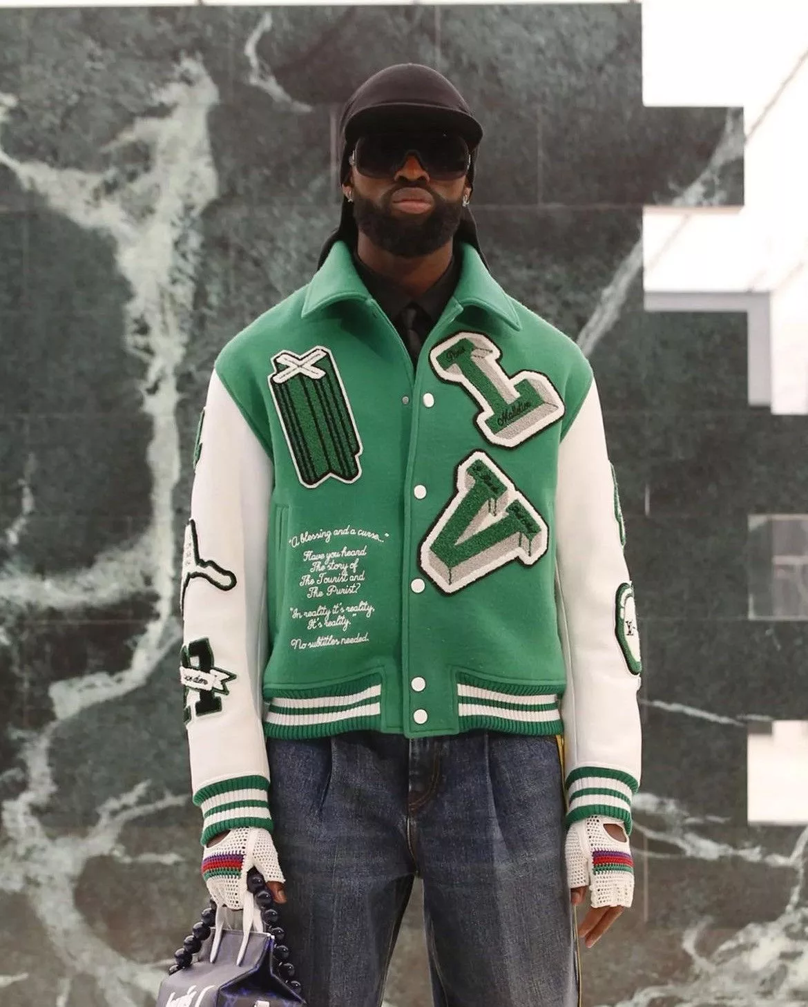 Louis Vuitton Light Jackets Louis Vuitton FW21 Green & White Varsity Jacket