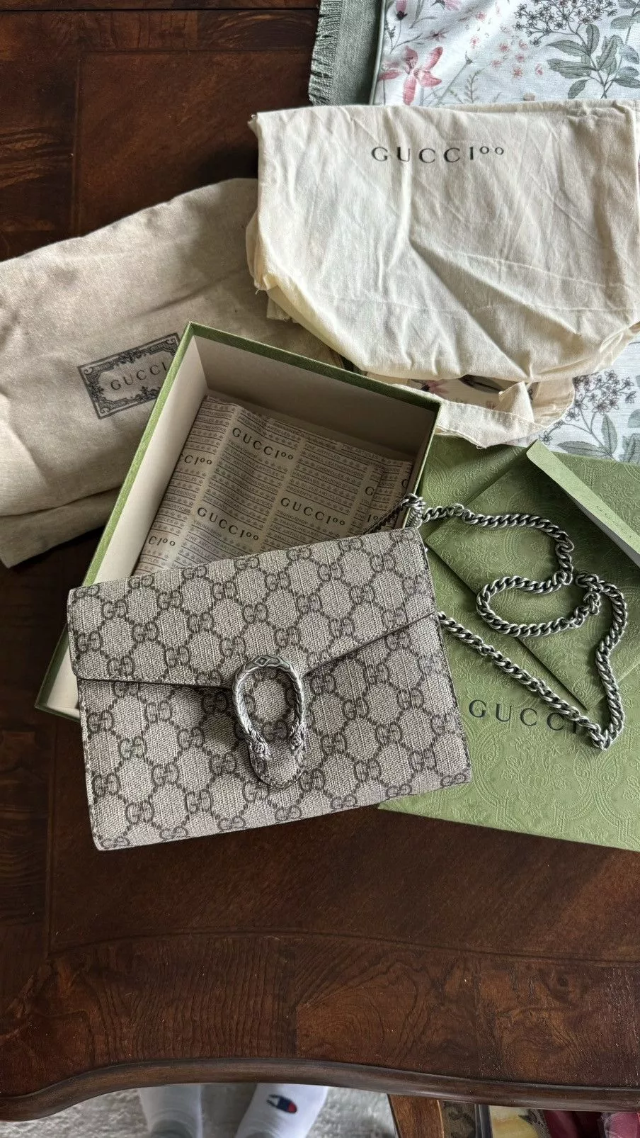 Gucci Shoulder Bags Rare Gucci Dionysus Chain Wallet Supreme Beige/Ebony