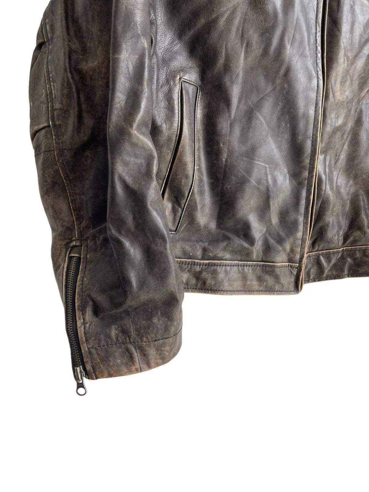 Gap Leather Jackets 1990s GAP 🇺🇸 Fur Neck Leather Biker Jacket Black