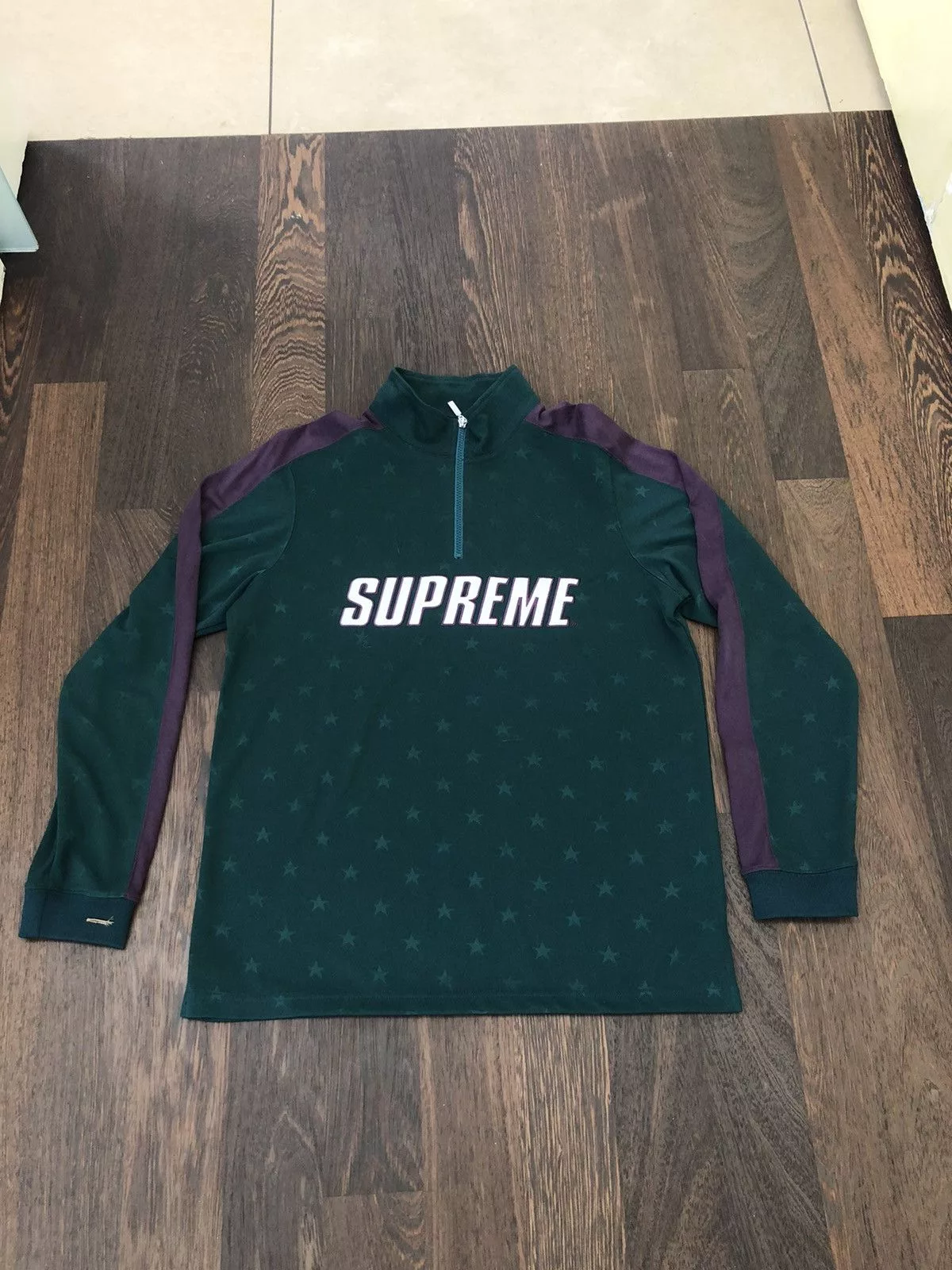 Supreme Light Jackets Supreme Track Half Zip Pullover (Green)