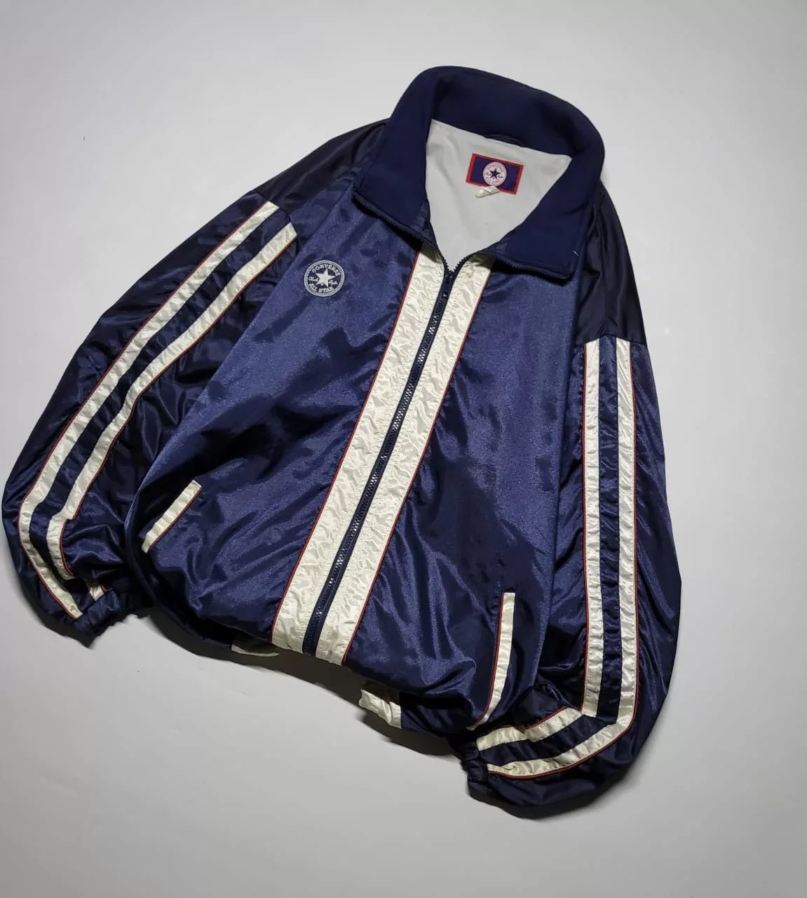 Converse Light Jackets Converse × Vintage Converse navy metallic biglogo Windbreaker Jacket Blue