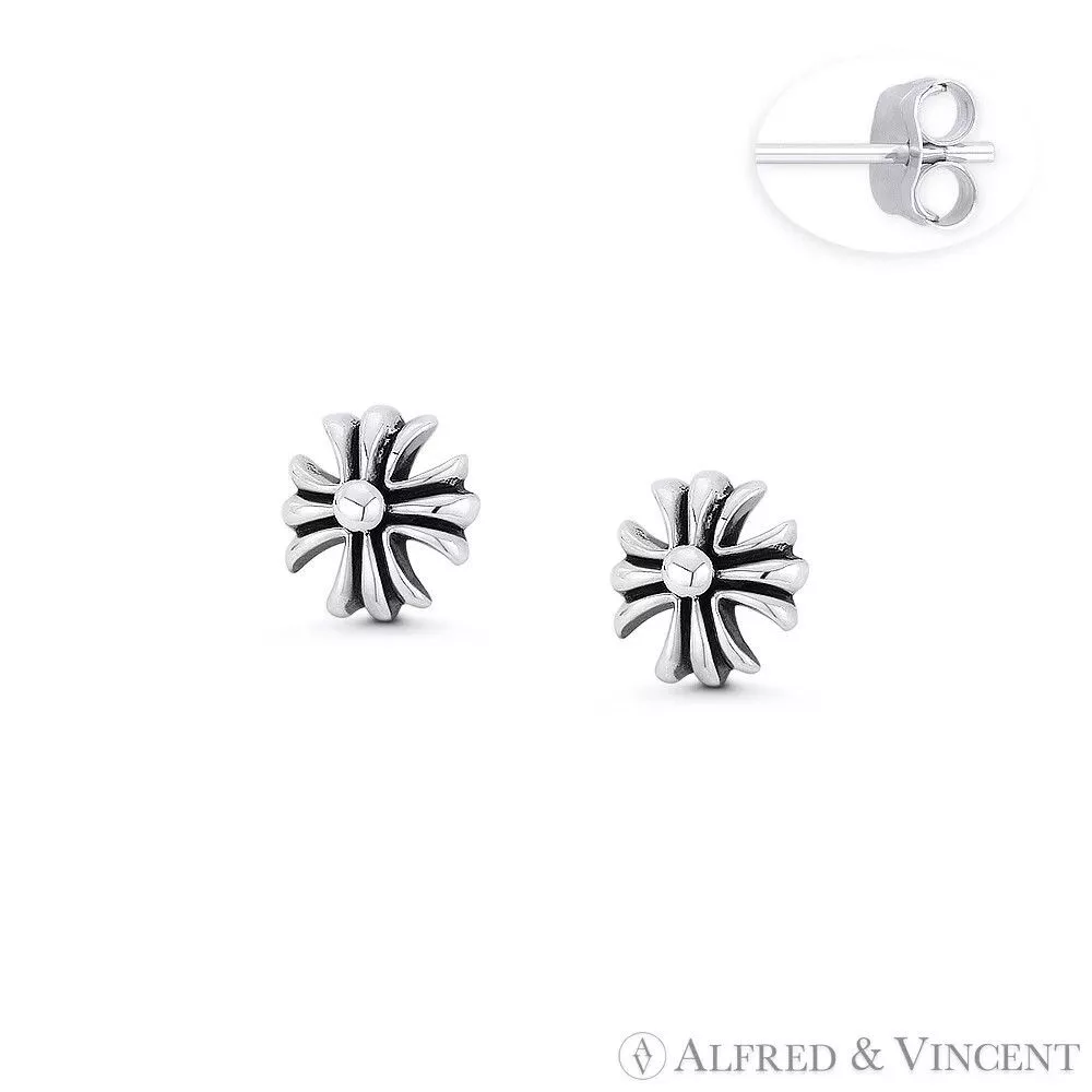 Other Earrings Other Rustic Medieval Coptic Cross Stud Earrings Silver