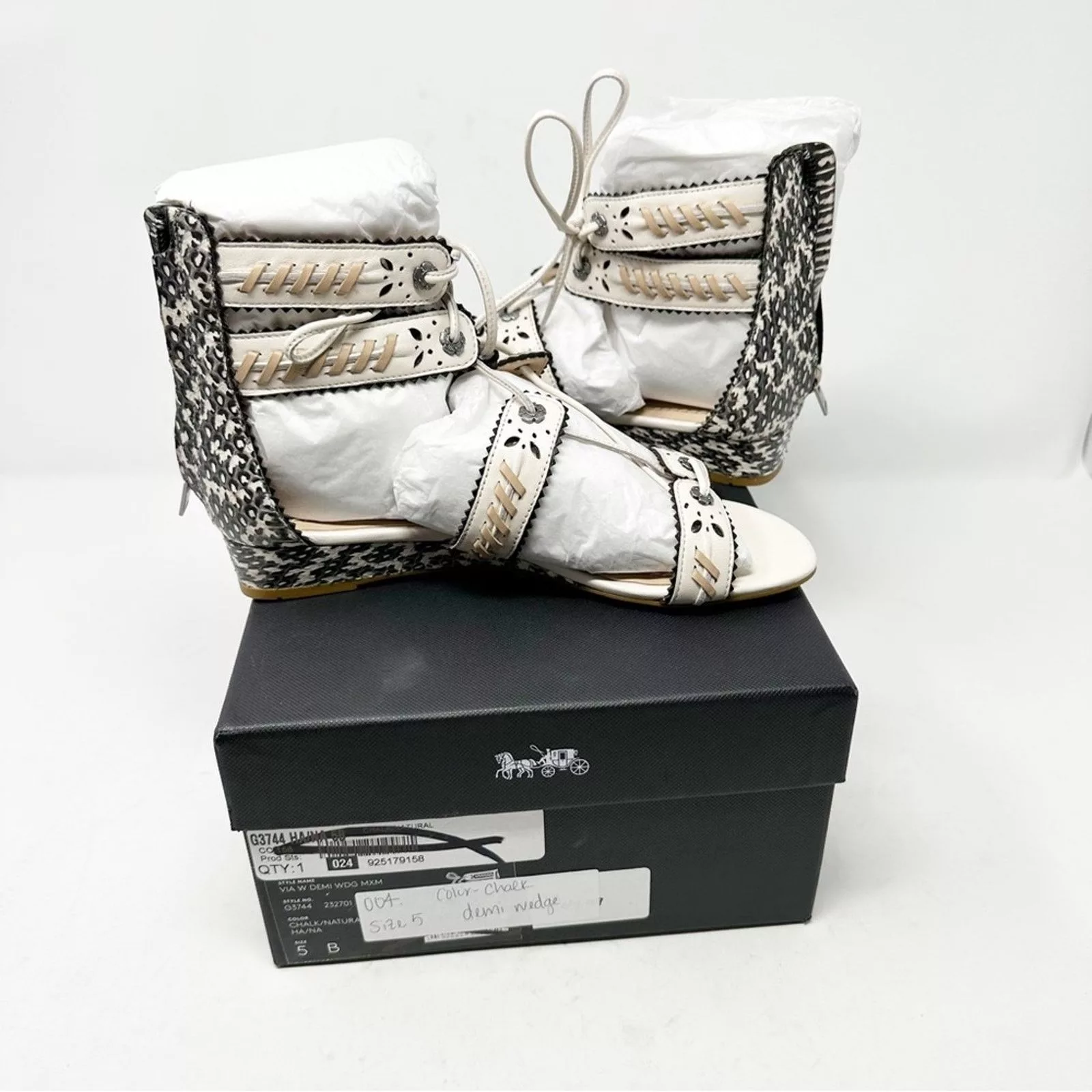 Coach Sandals COACH Via Demi Wedge Sandals Chalk NWT in Size 5 White