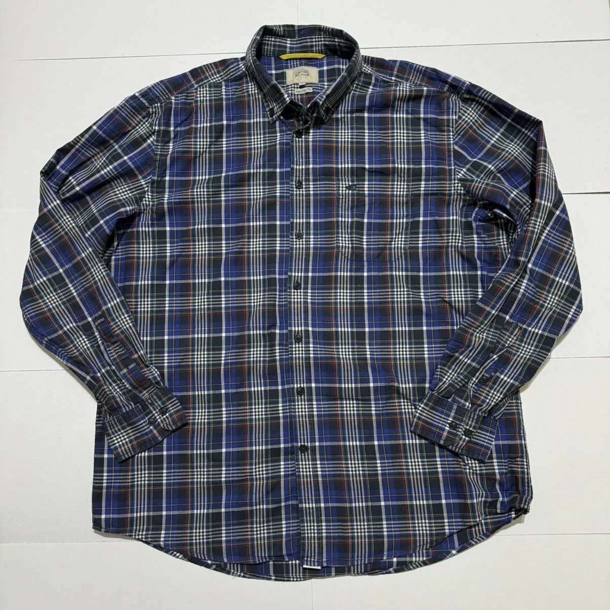 camel active Shirts Button Ups Camel Active Men’s Shirt Multicoloured Regular Fit Plaid Blue