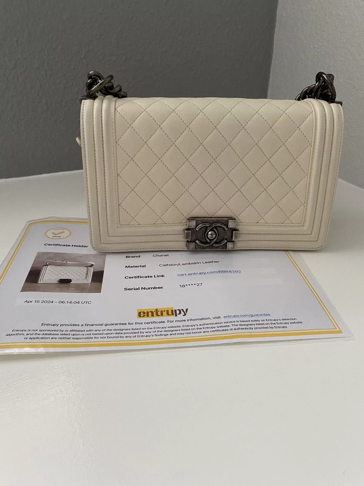 Chanel Shoulder Bags Authentic Chanel Medium Boy Quilted Bag White