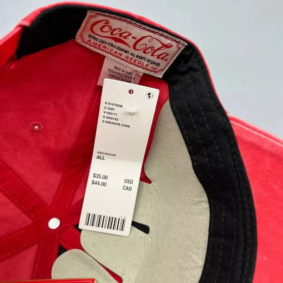 American Needle Hats Coca Cola Coke Hat Men Washed American Needle Snap Back Cap Red