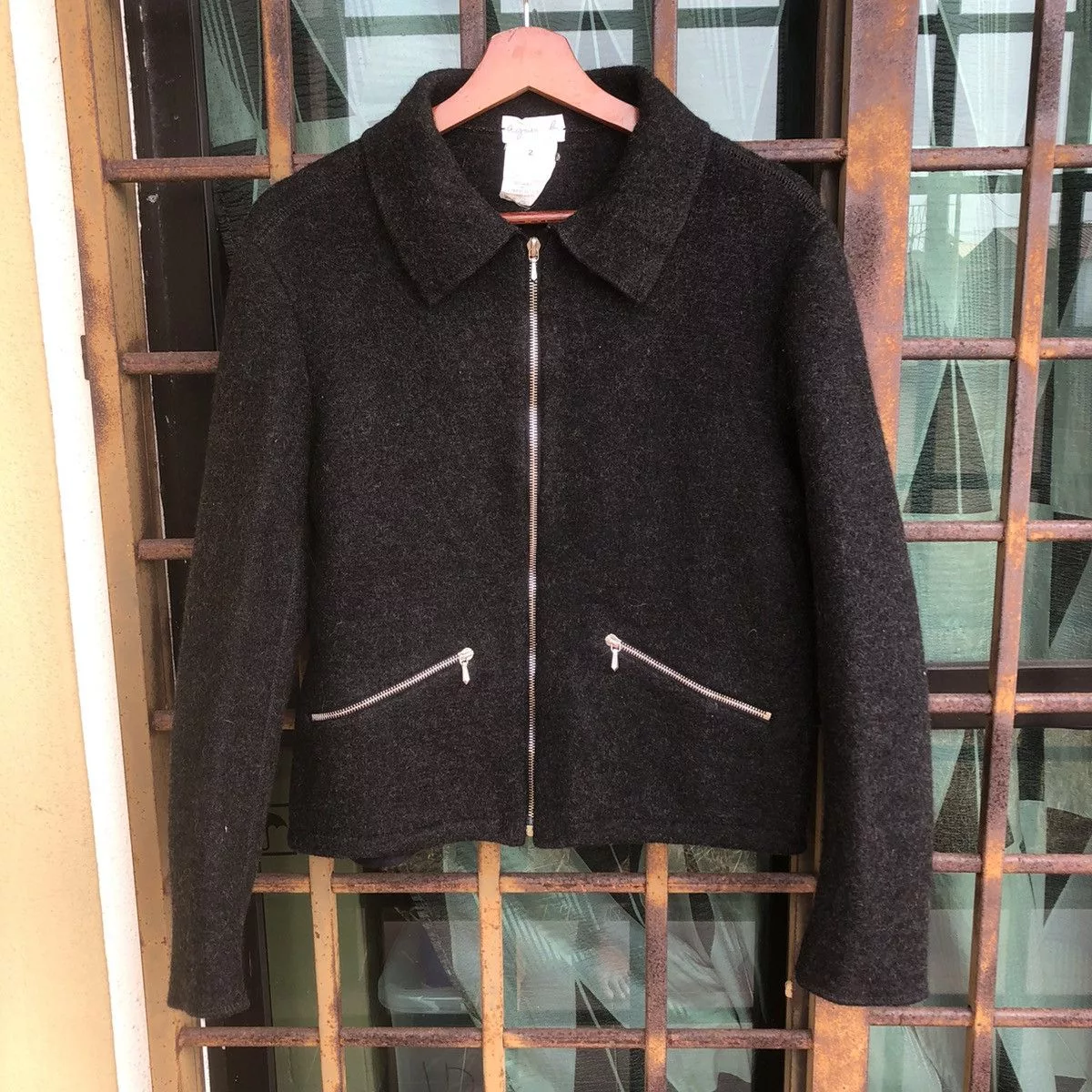 agnes b. Jackets agnes b. Agnes B Laine Wool Zipper Jacket Black