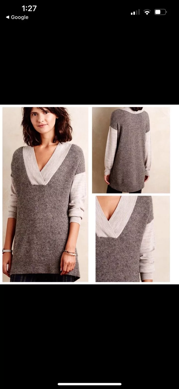 Anthropologie Sweaters Anthropologie Moth Vneck Soft Boulders Wool Alpaca Pullover Gray