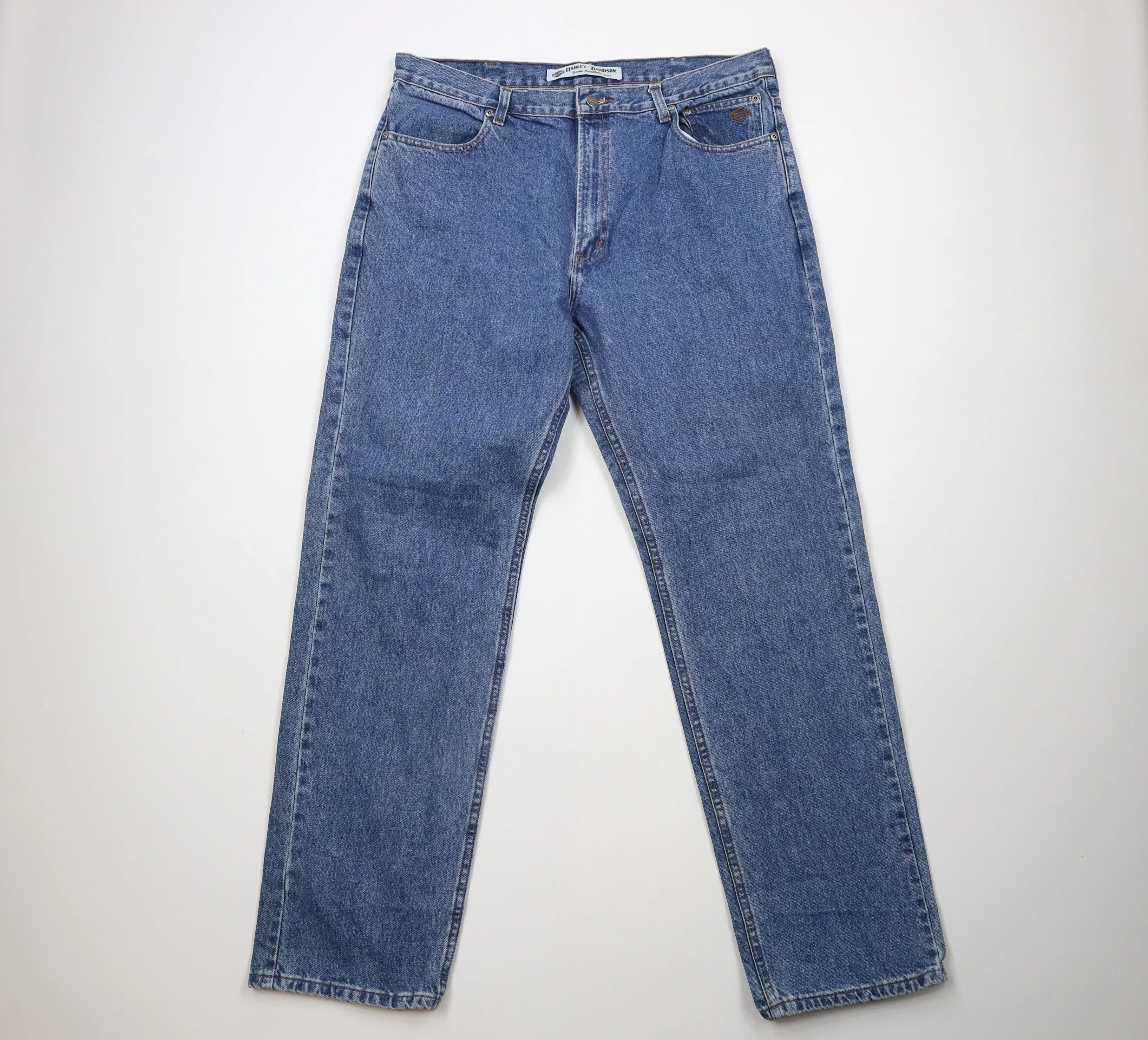 Harley Davidson Denim Harley Davidson × Vintage Vintage Harley Davidson Spell Out Bootcut Denim Jeans Blue