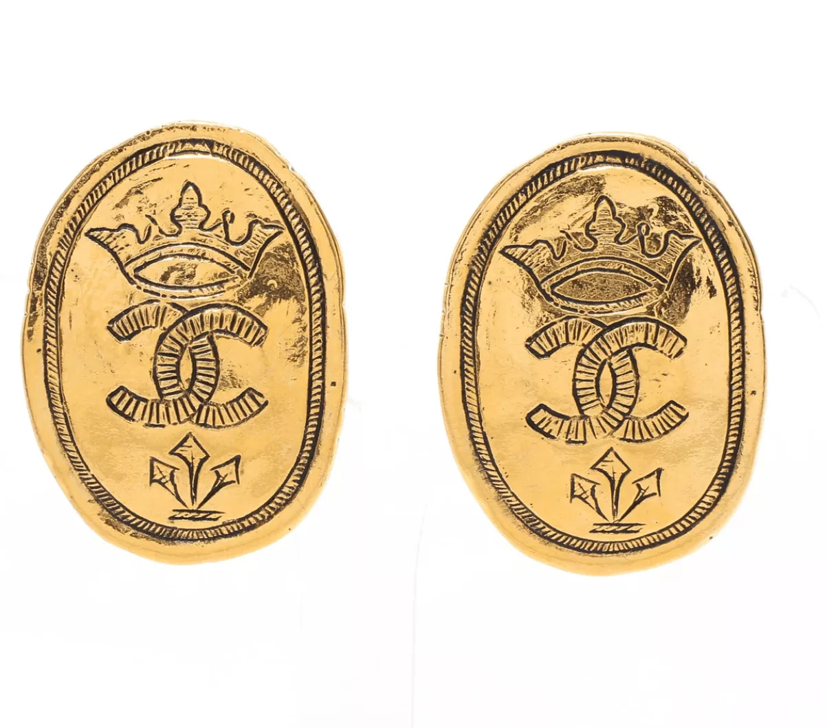 Chanel Earrings Chanel Crown Gold Clip on Earrings AUTHENTIC