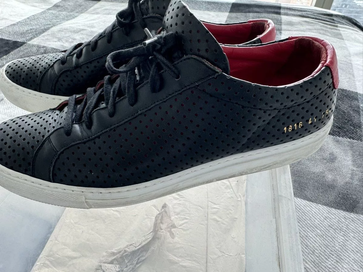 Common Projects Low Top Sneakers Common Projects Black Leather perforated Low top sz 41