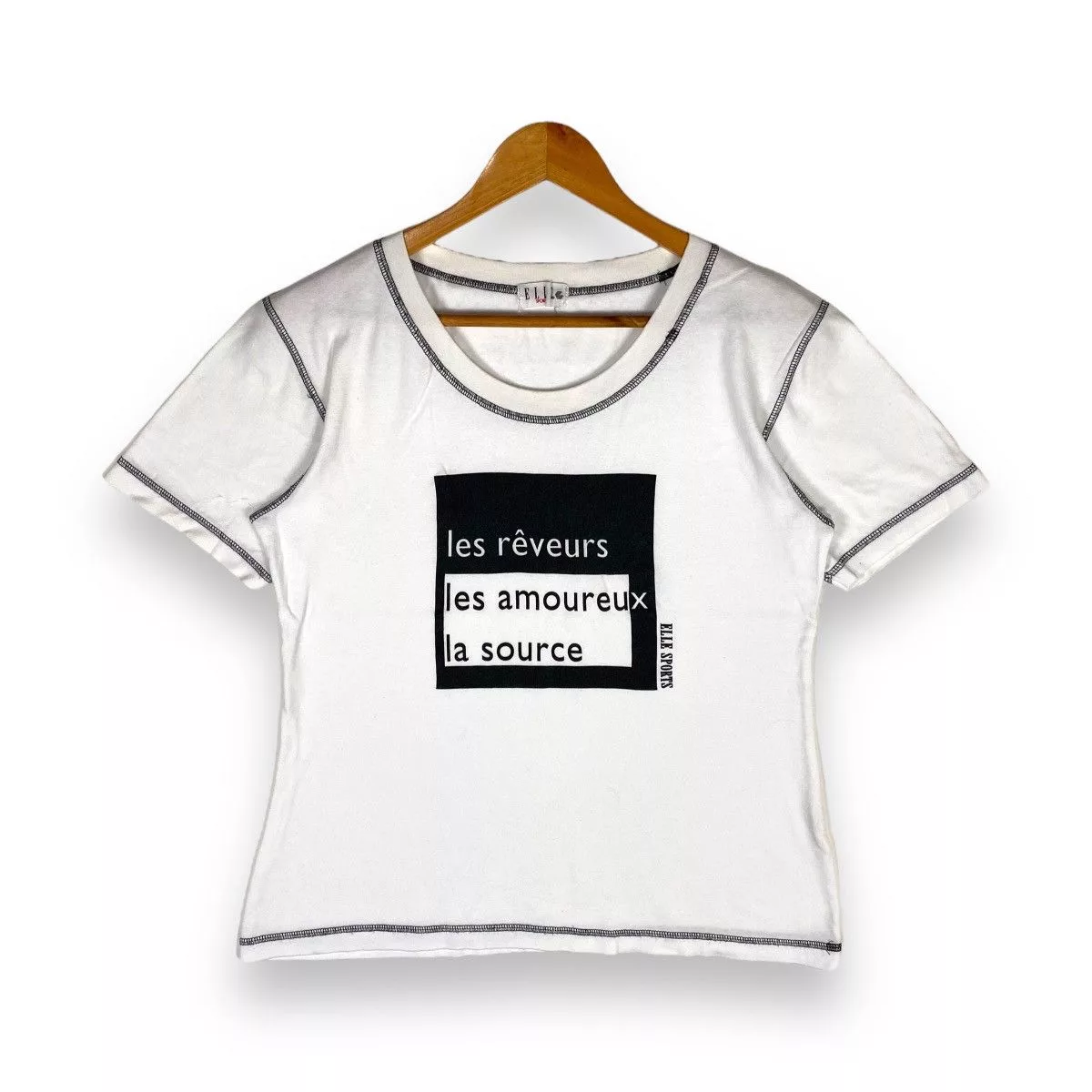 Vintage Short Sleeve T Shirts VINTAGE ELLE SPORTS CUT & SEW DESIGN TEE White