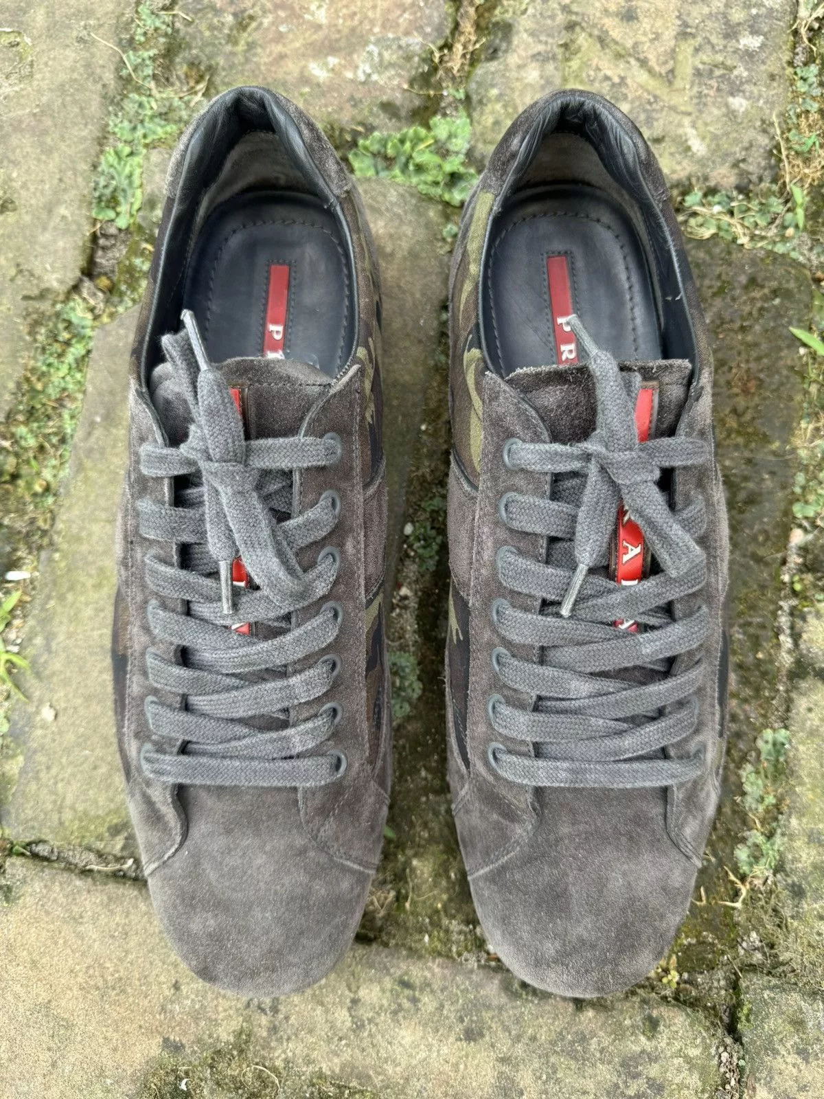 Prada Low Top Sneakers Authentic 💫Prada💫 (4E2854) Trainers Grey Camouflage suede… Multi
