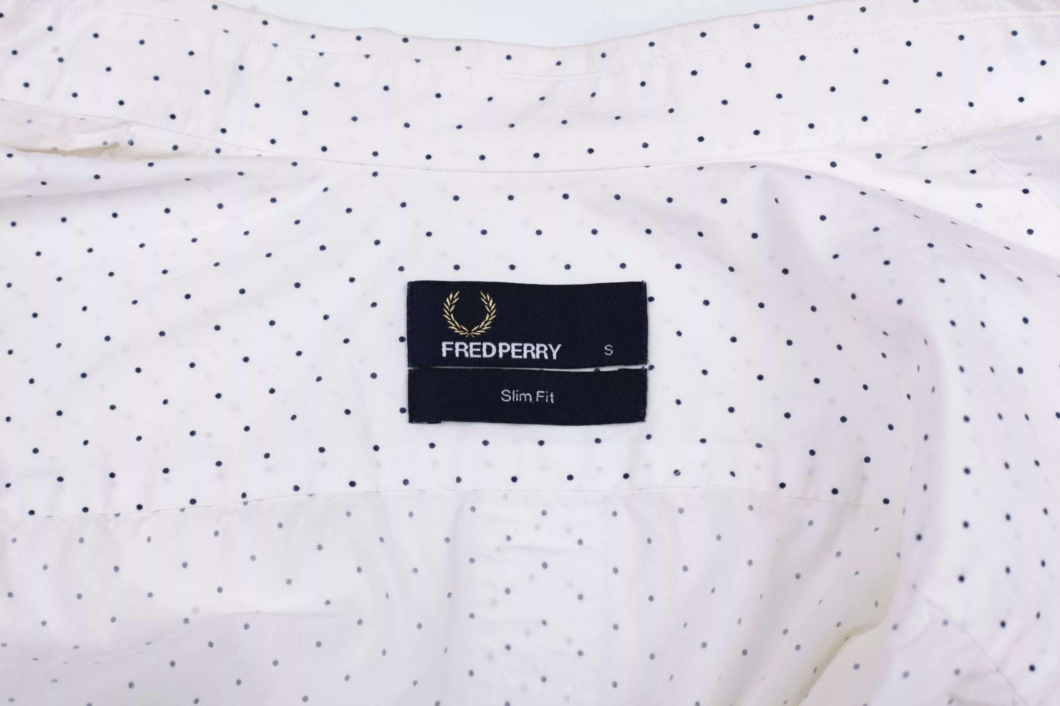 Fred Perry Shirts Button Ups Fred Perry White Dotted Long Sleeve Shirt Size S Slim Fit