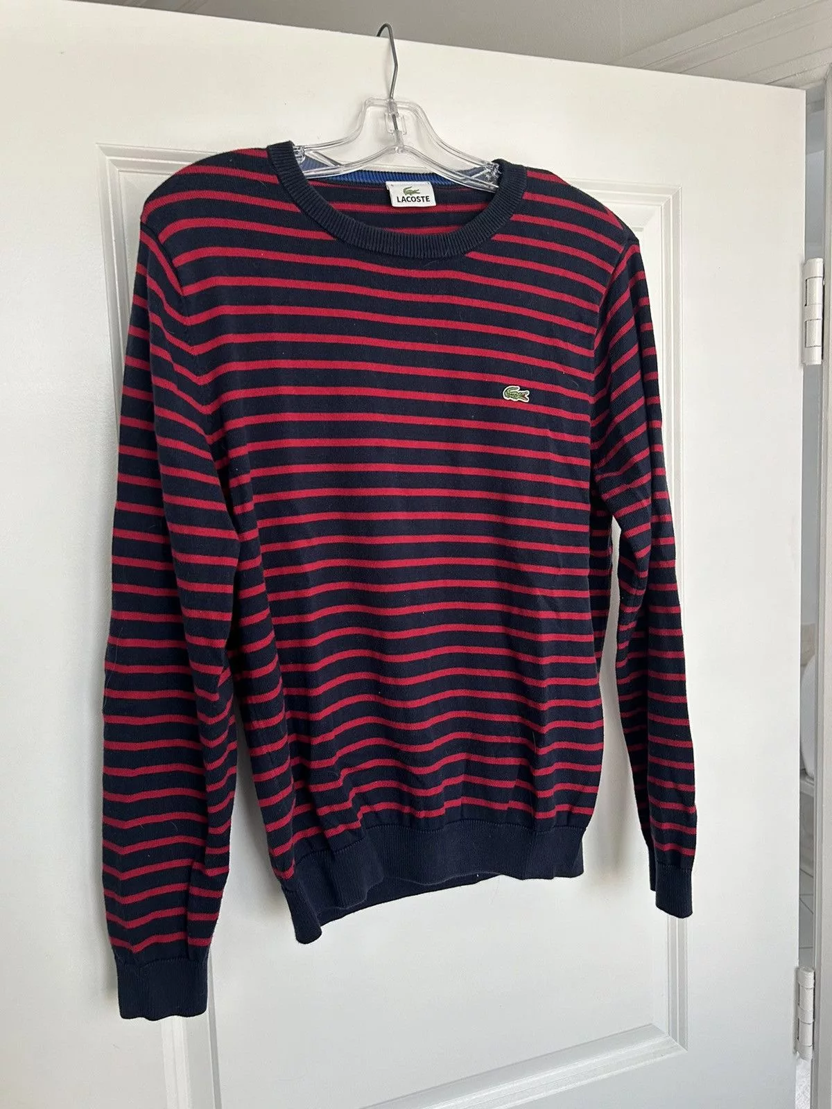Lacoste Sweaters Knitwear Lacoste black and red striped sweatshirt