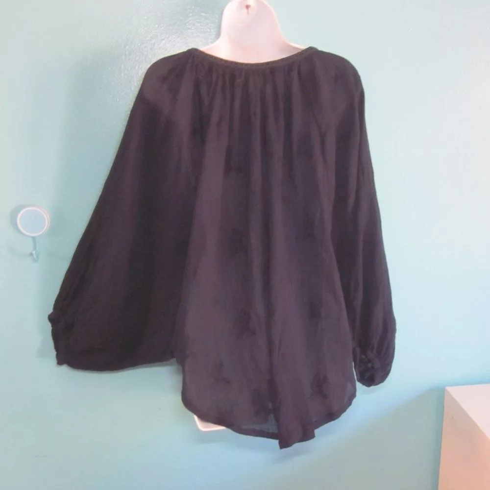 Neiman Marcus Blouses Neiman Marcus Neumann Marcus Size L Navy Blue Gauze Cotton Summer Top Cove