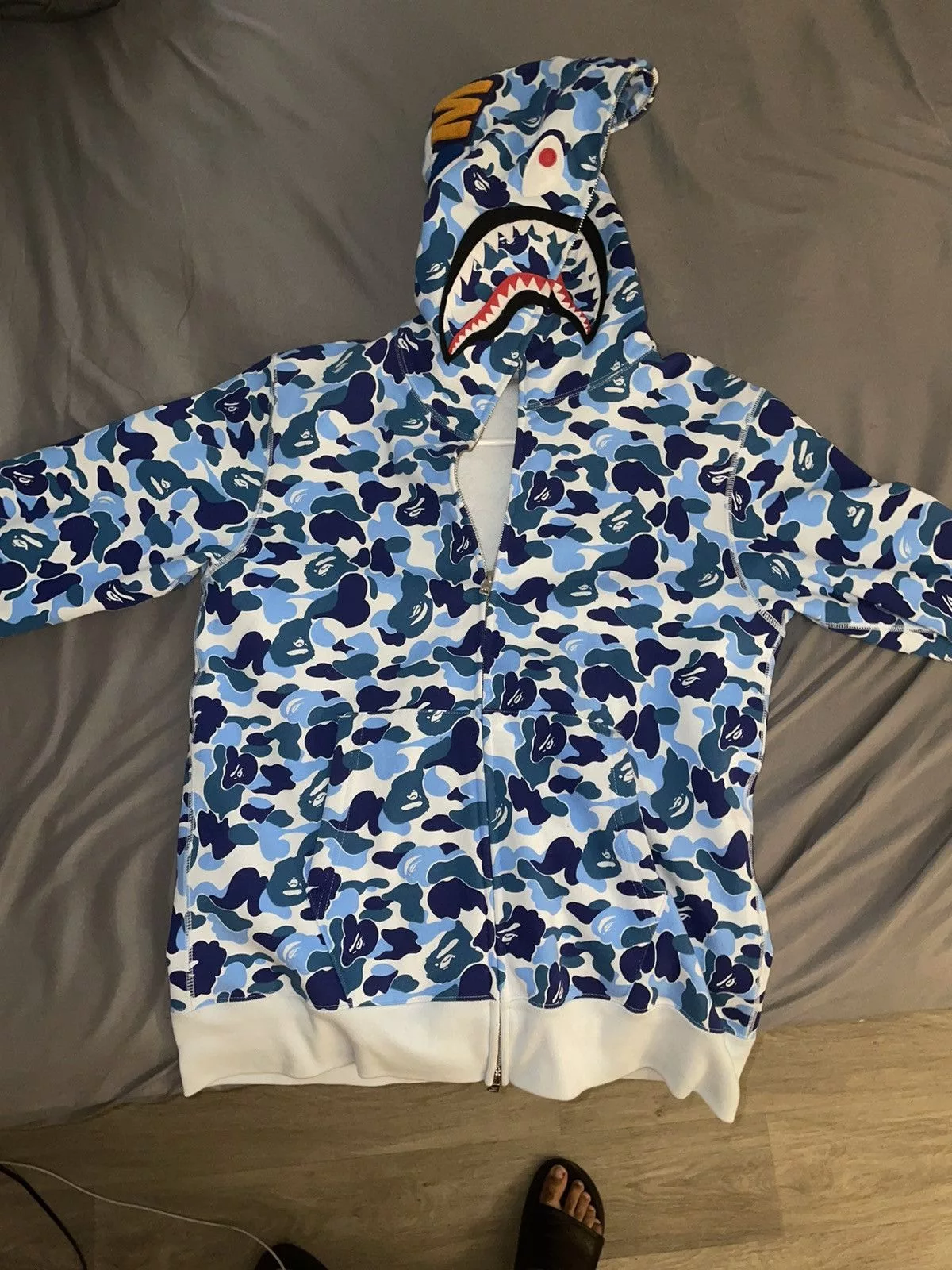Bape Sweatshirts Hoodies Bape ABC CAMO SHARK FULL ZIP HOODIE Blue