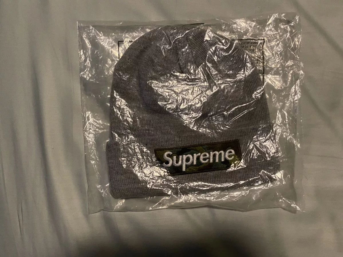 Supreme Hats Supreme FW23 Camo Box Logo Beanie Heather Gray
