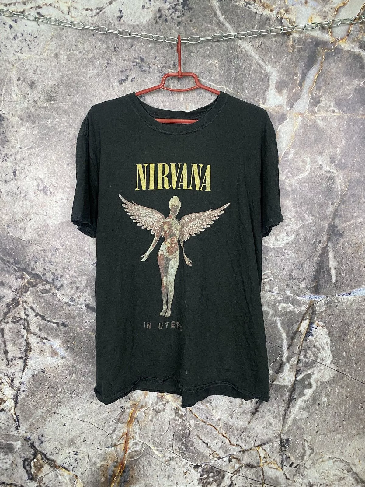 Nirvana Short Sleeve T Shirts Nirvana × Vintage Men’s Nirvana In Utero T-Shirt Music Vintage Size Medium Black