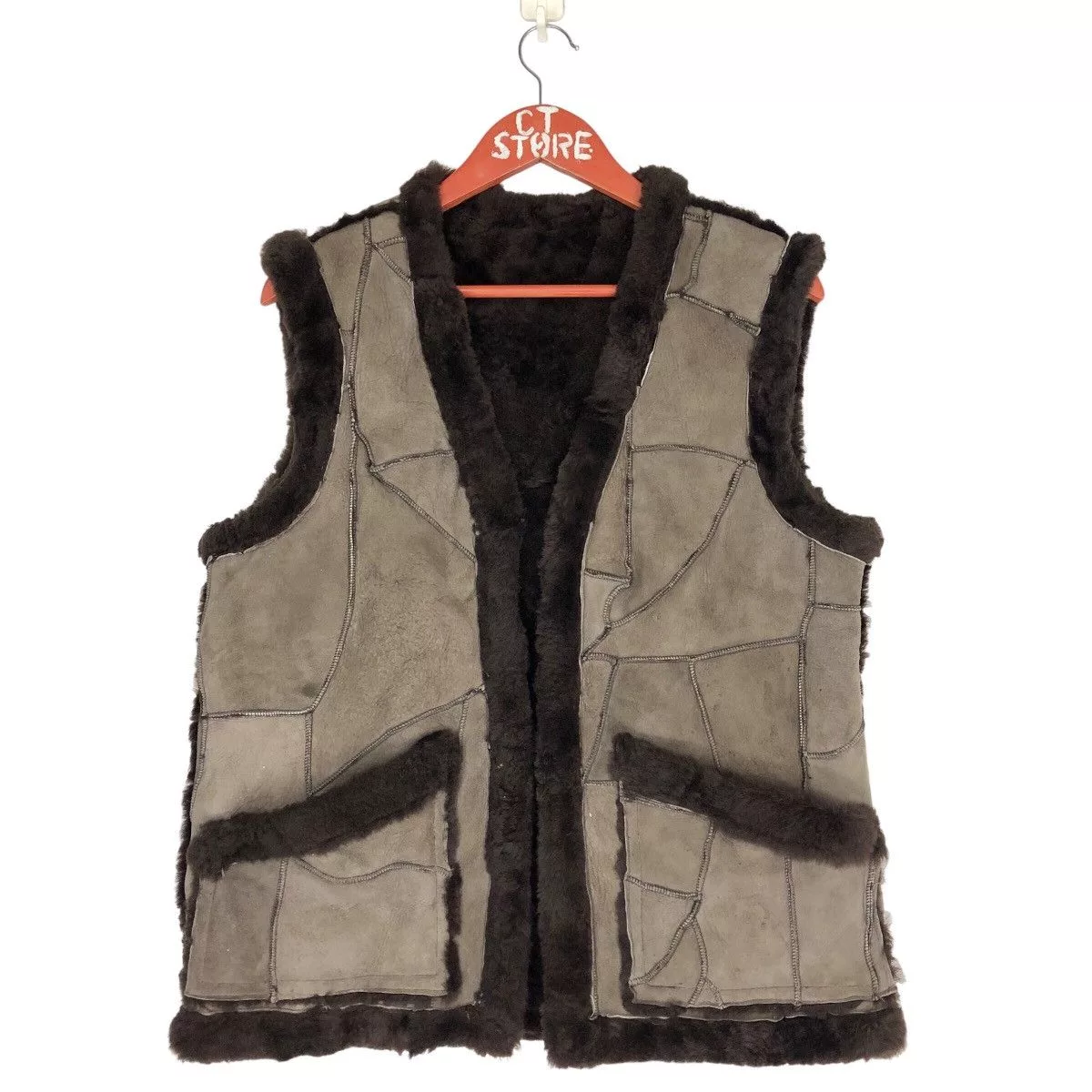 Vintage Vests Vintage Patchwork Vest Jacket Brown