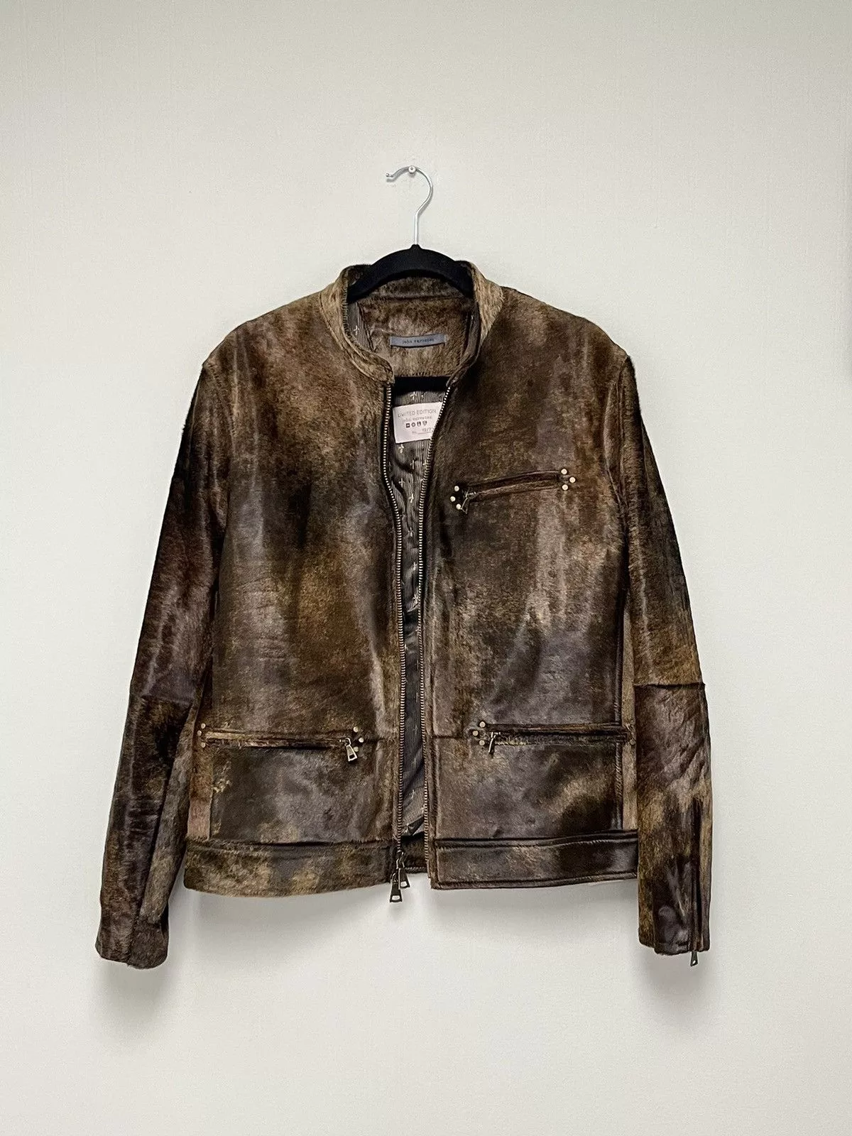 John Varvatos Leather Jackets John Varvatos Calf hair Moto Jacket. Size 50 Brown