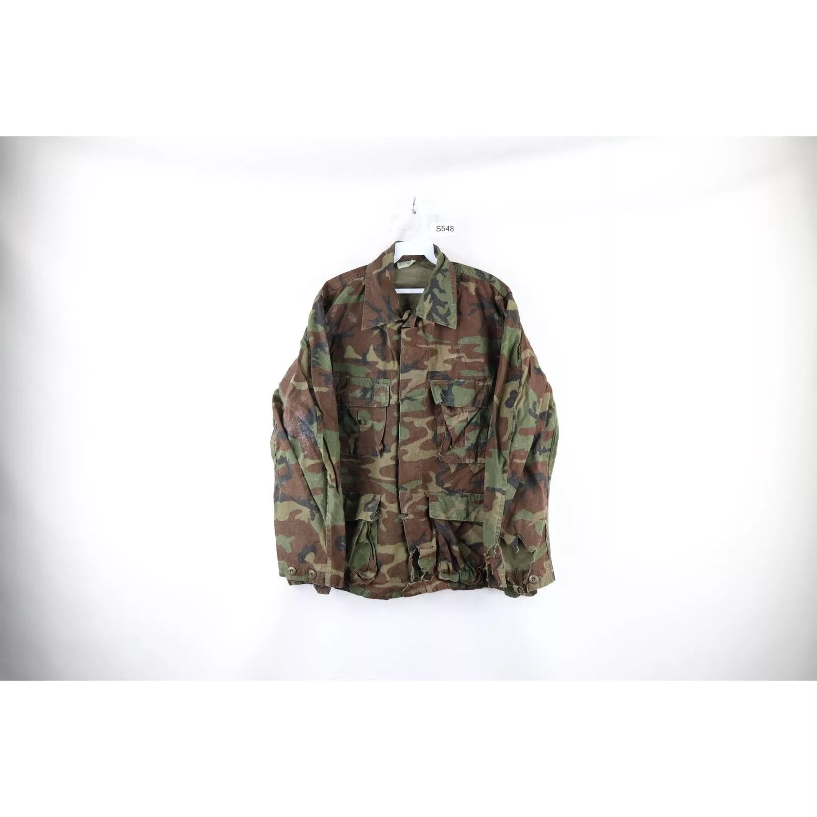 Vintage Light Jackets Vintage 70s Thrashed Ripstop Poplin Camouflage Jacket Multi