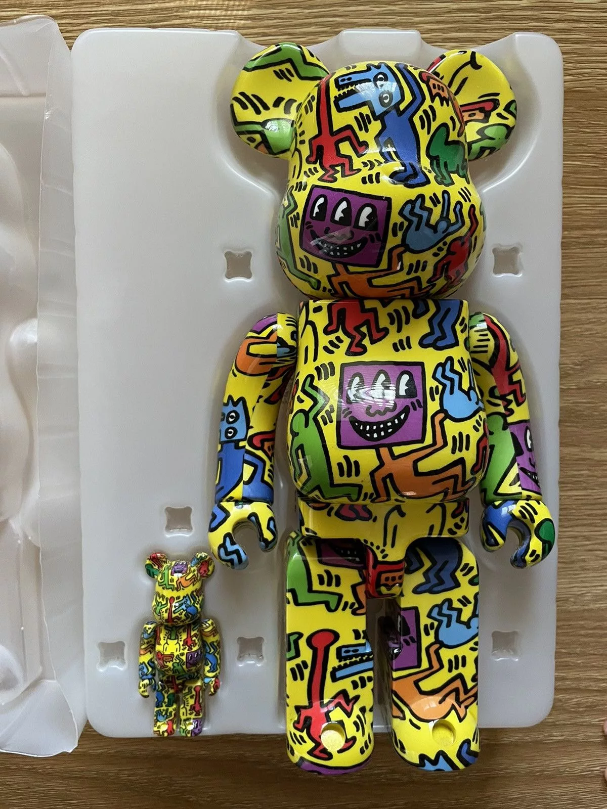 Keith Haring Miscellaneous Keith Haring Bearbrick x Keith Hearing 400% 100% set Yellow