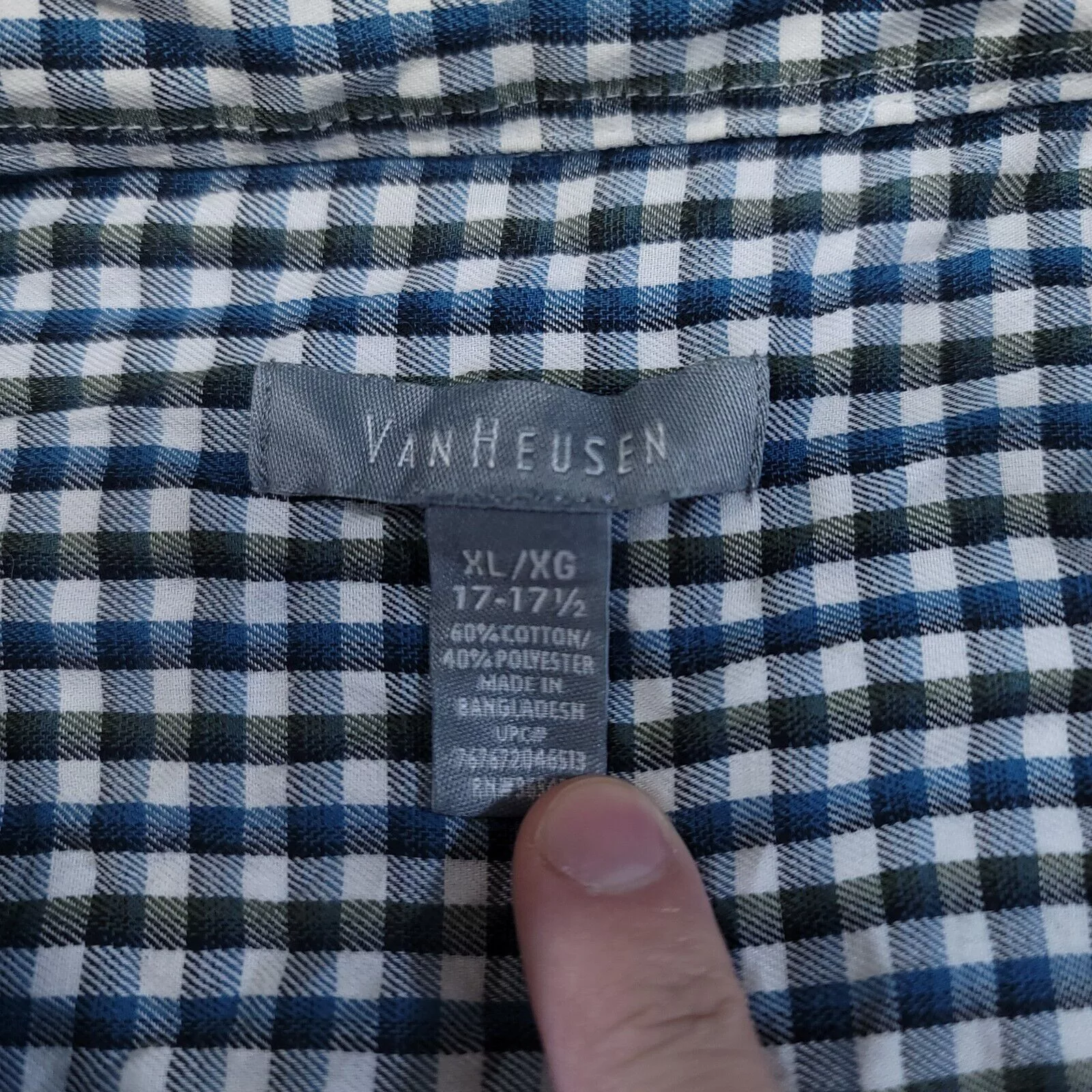 Van Heusen Shirts Button Ups Van Heusen Gingham Flannel Button Up Shirt Mens Size XL Blue
