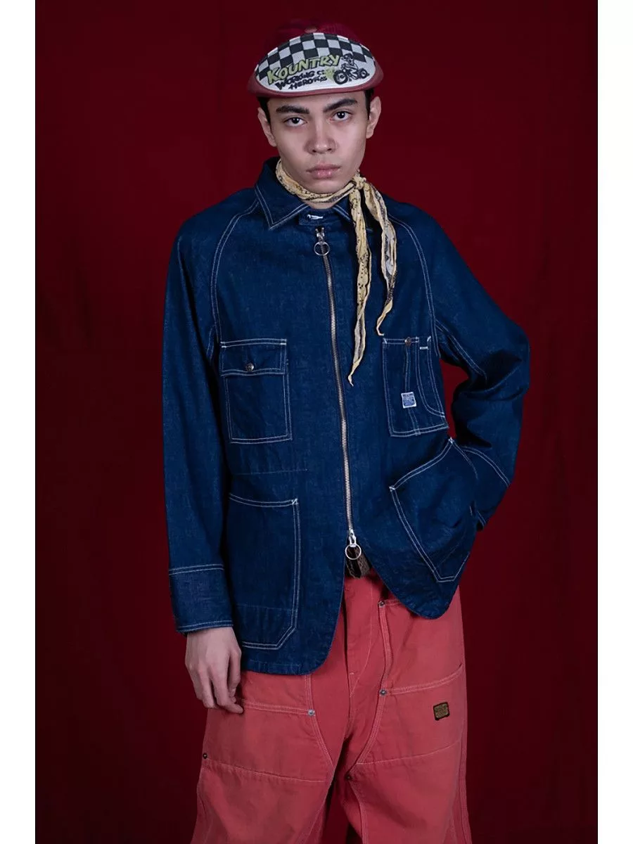 Kapital Denim Jackets kapital 11.5oz denim ZIPPER coverall jacket Blue