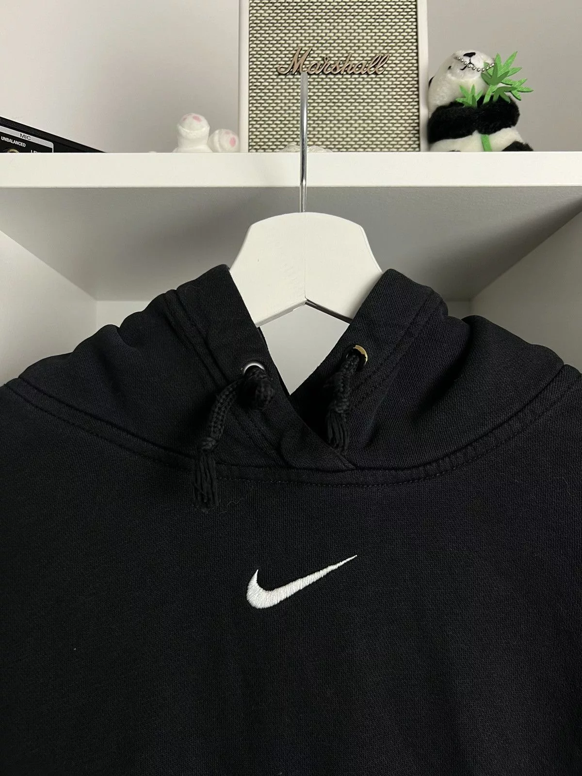 Nike Sweatshirts Hoodies Nike × Vintage Vintage Y2K Nike center swoosh logo boxy hoodie S baggy 90s Black Streetwear