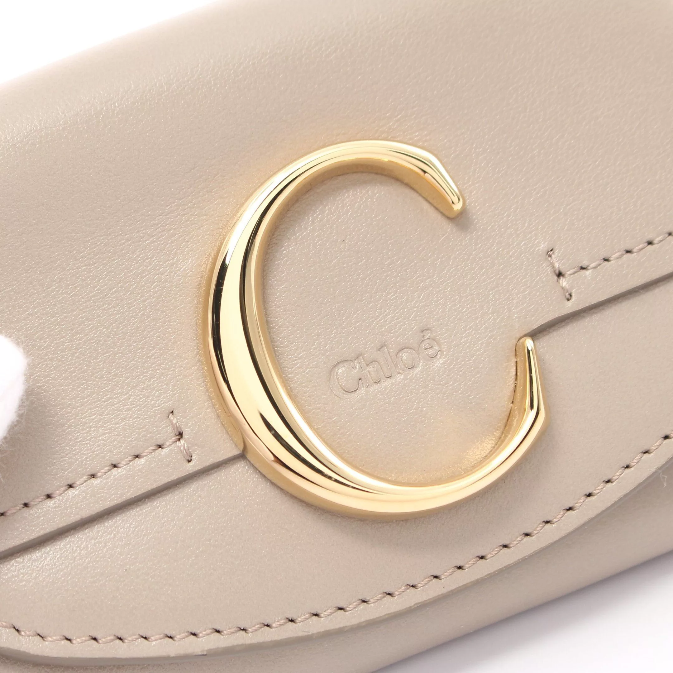 Chloe Wallets Chloe Chloe C Croesie Trifold Wallet Compact Leather Gray Beige