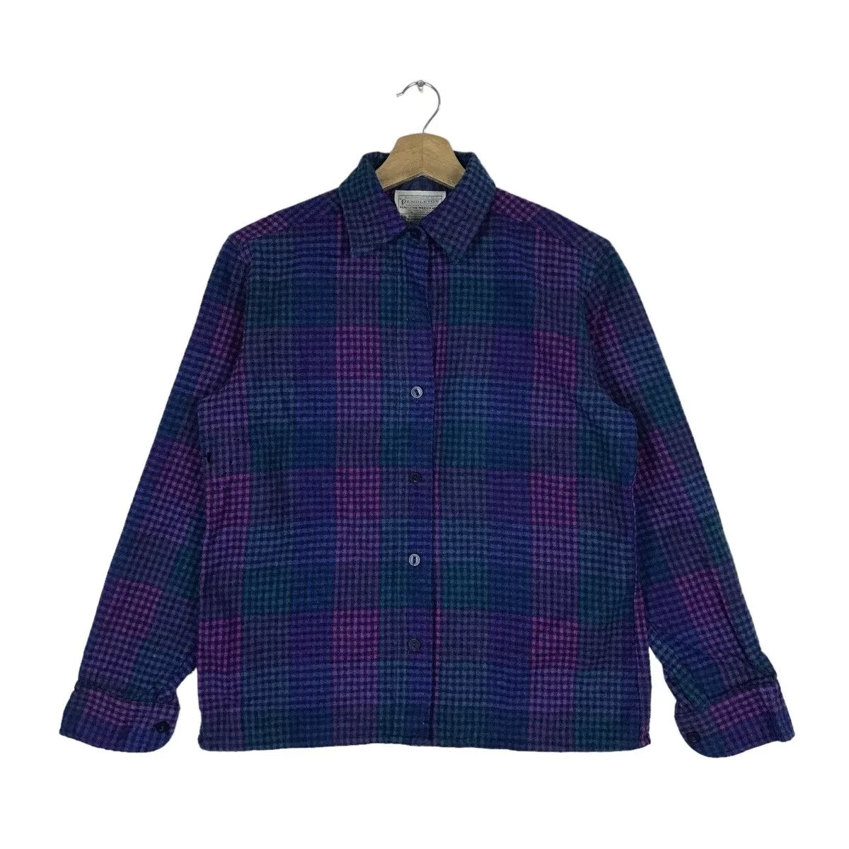 Pendleton Shirts Button Ups Vintage Pendleton Button Up Fleece Shirt Blue
