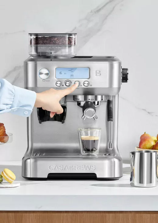 Stainless Espresso Machine w/Grinder