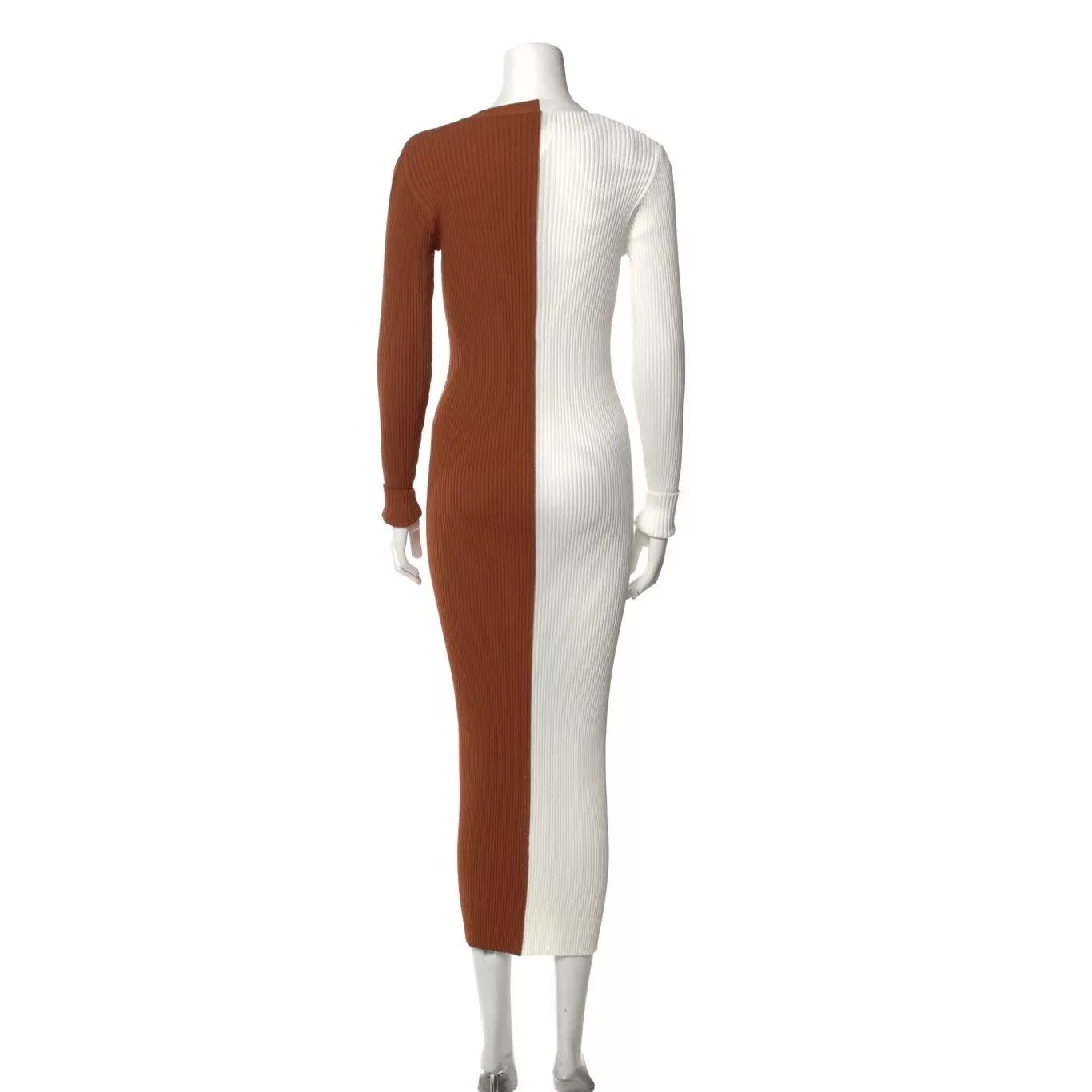 Staud Midi Dresses STAUD Colorblock Pattern Long Dress White