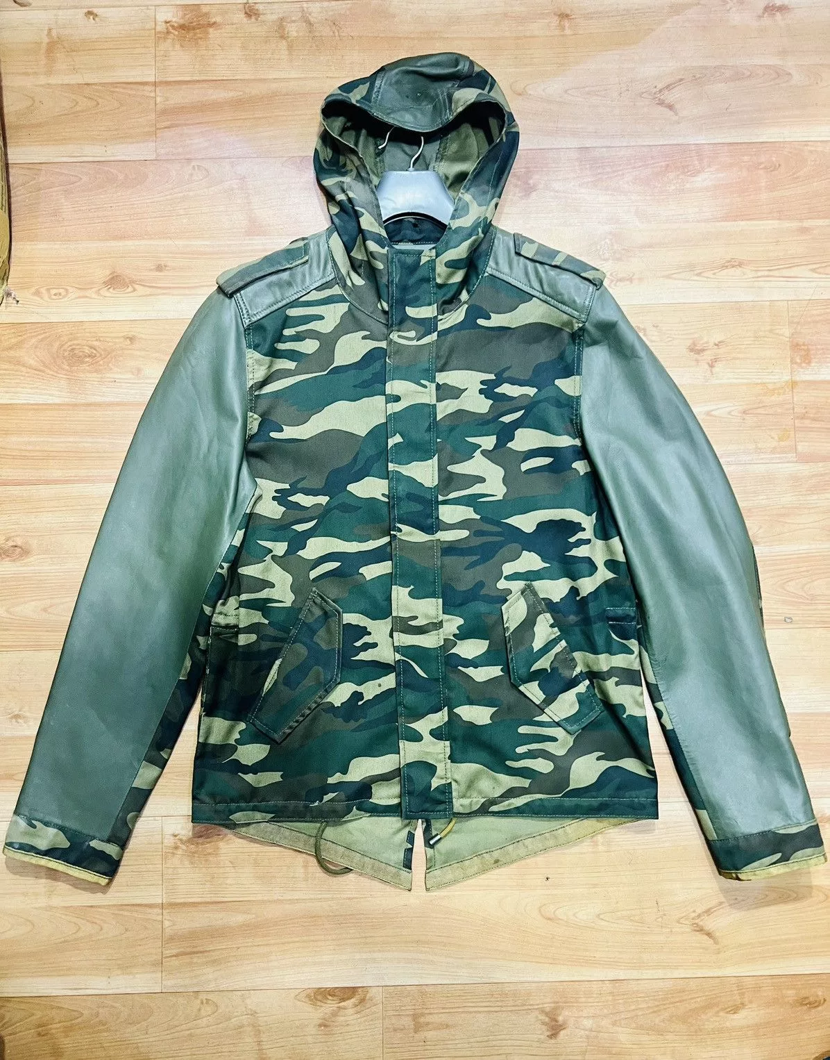 LAMARQUE Leather Jackets Lamarque leather Comouflage combination jacket Green