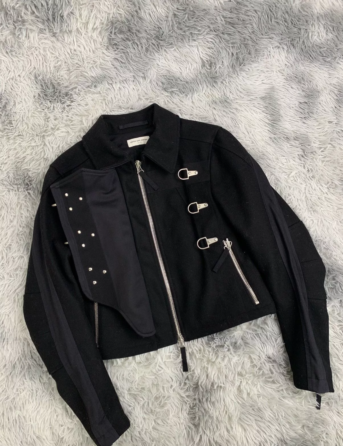 Dries Van Noten Coats Dries van noten "Rare Fireman cropped wool jacket" Black