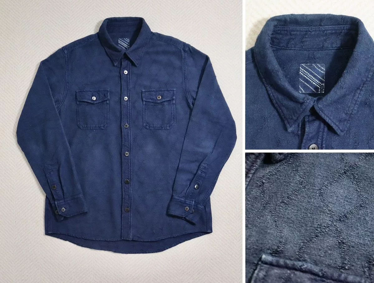 Visvim Shirts Button Ups Visvim ICT Black Elk Flannel Sashiko Blue