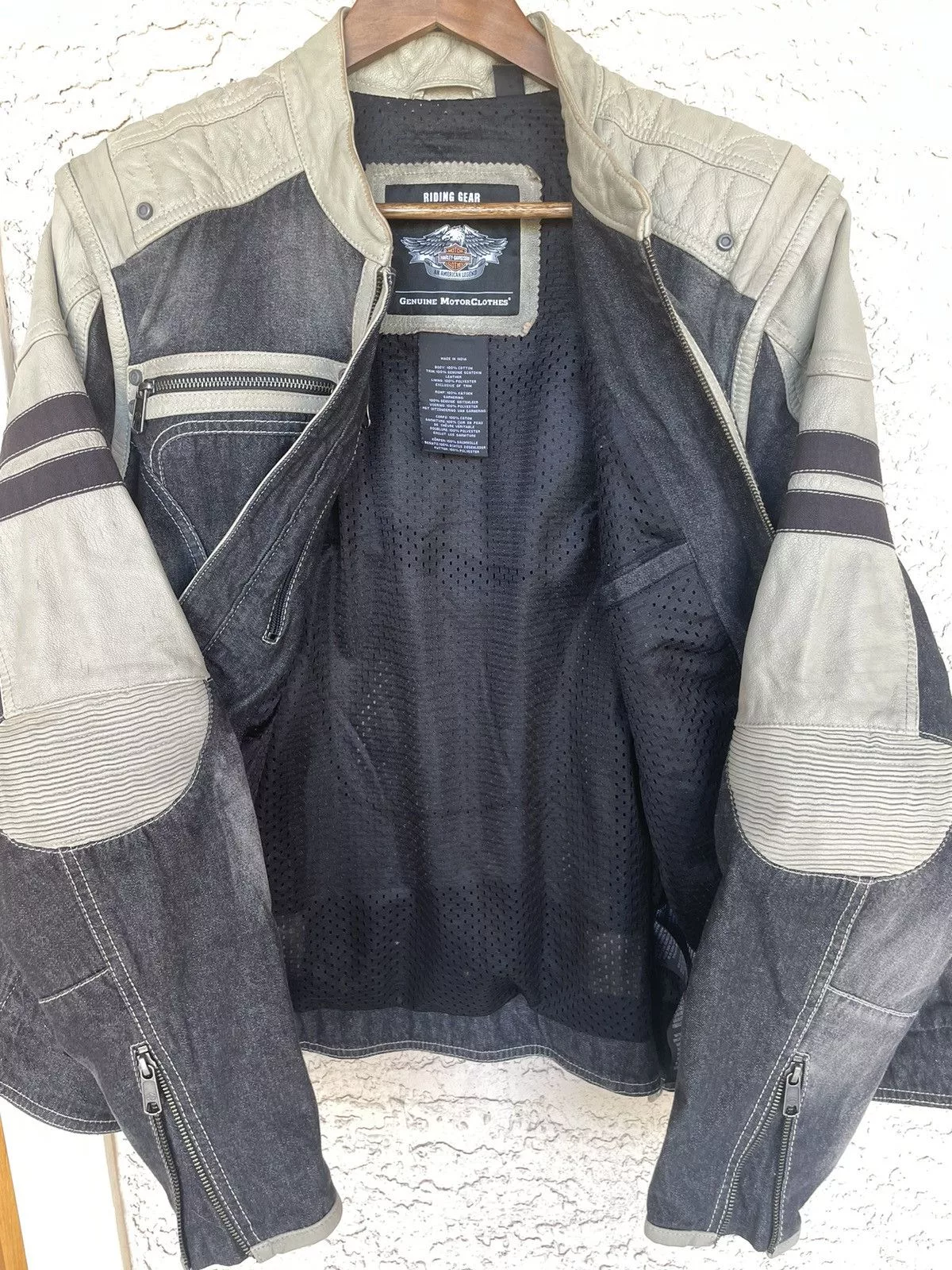 Harley Davidson Denim Jackets Harley Davidson Leather & Denim Riding Jacket Gray Streetwear