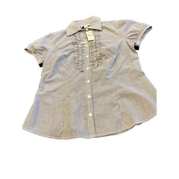 Loft Button Ups LOFT classic shirt size O Gray