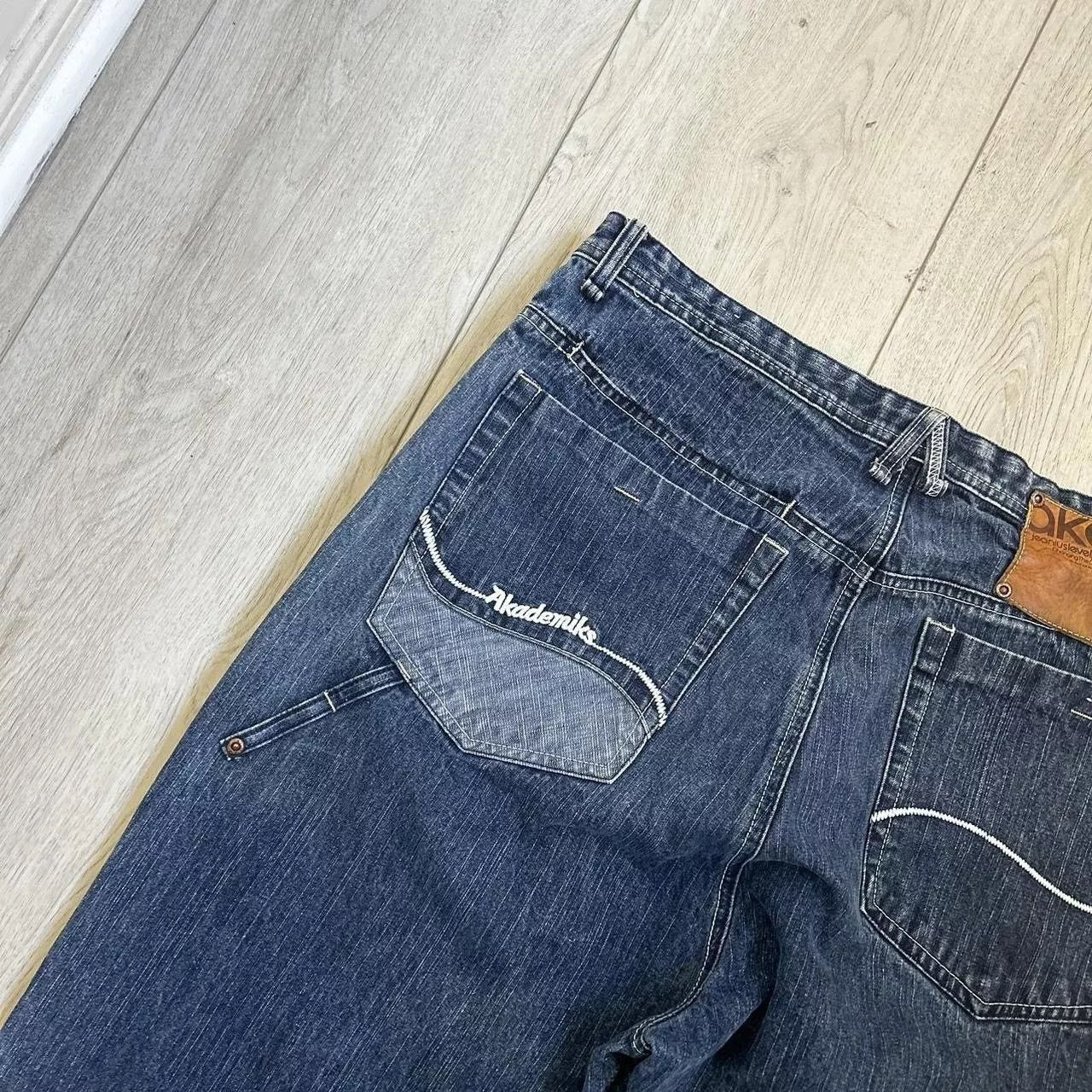Akademiks Denim Akademiks Y2k baggy embroidered jeans Blue