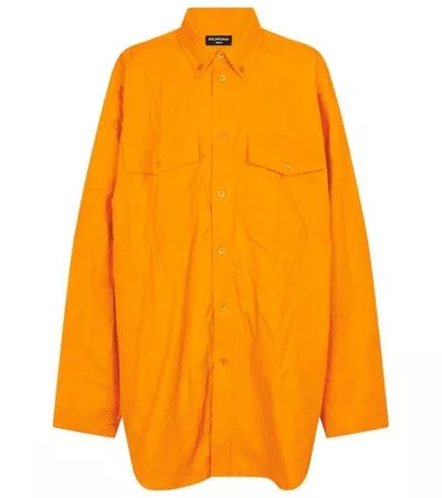 Balenciaga Button Ups Balenciaga o1in1g0724 Oversize Button-Down Shirt in Orange